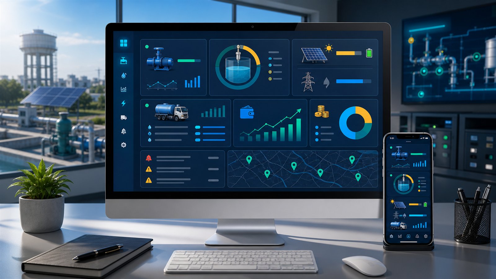 PHMC dashboard and reporting platform on desktop and mobile